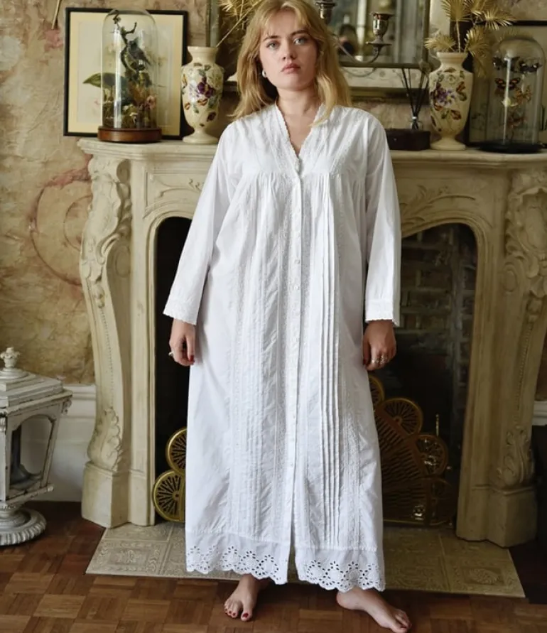 Romantisch nachthemd/kamerjas Claudia wit