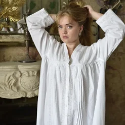 Romantisch nachthemd/kamerjas Claudia wit