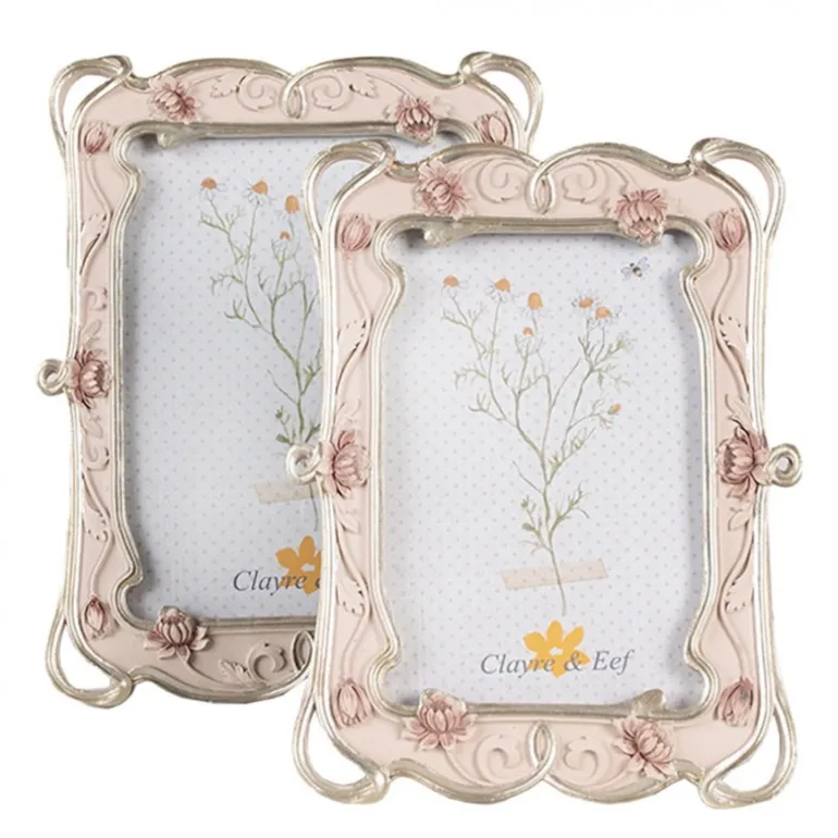 Romantische fotolijst roosjes roze/zilver 13*18