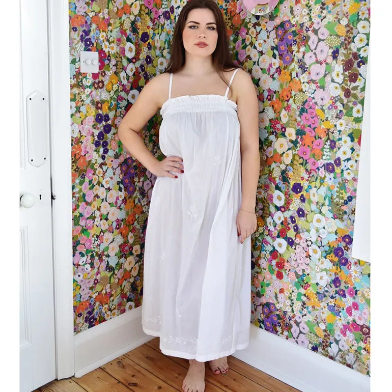 Romantische nachthemd Francesca smock wit