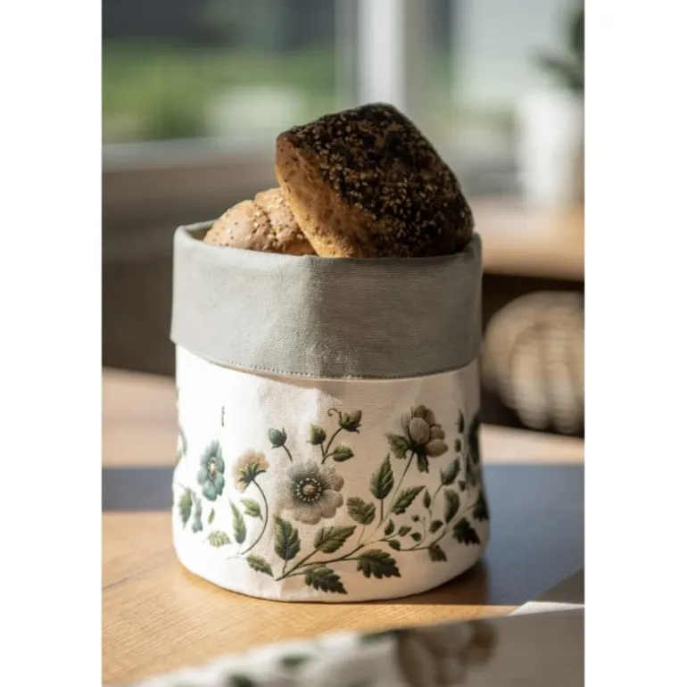 Rond broodmandje Anemoon beige/groen