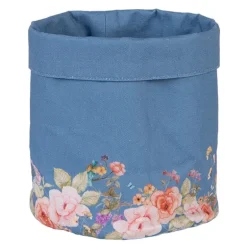 Rond broodmandje blauw met bloemen