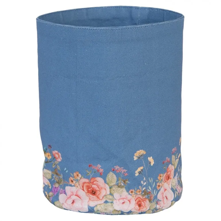 Rond broodmandje blauw met bloemen