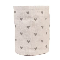 Rond broodmandje Love It hartjes beige/grijs