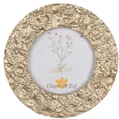 Rond fotolijstje bloemetjes goudkleur 8*8