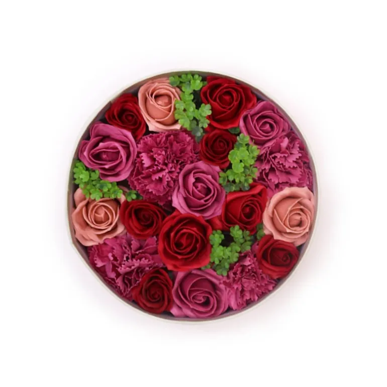 Ronde kadodoos zeepbloemen Vintage rozen 20*8