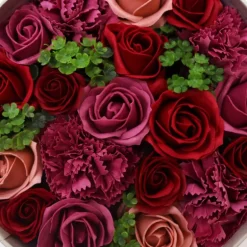 Ronde kadodoos zeepbloemen Vintage rozen 20*8