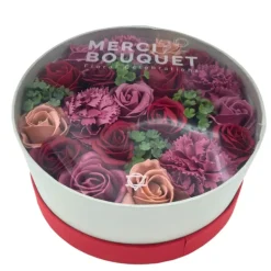 Ronde kadodoos zeepbloemen Vintage rozen 20*8