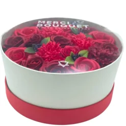 Ronde kadodoos zeepbloemen rode rozen 20*8
