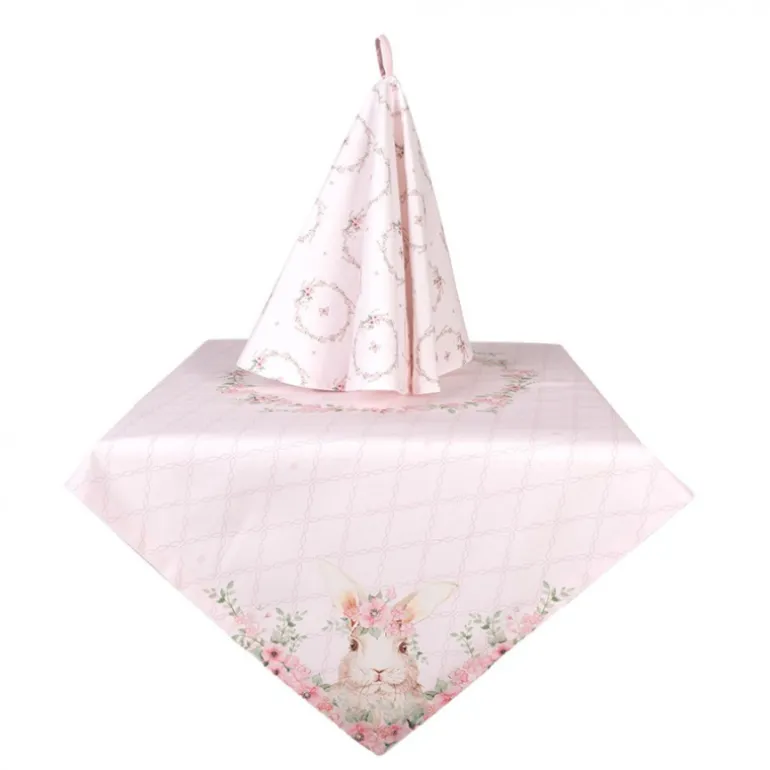 Ronde keukendoek Floral Easter Bunny