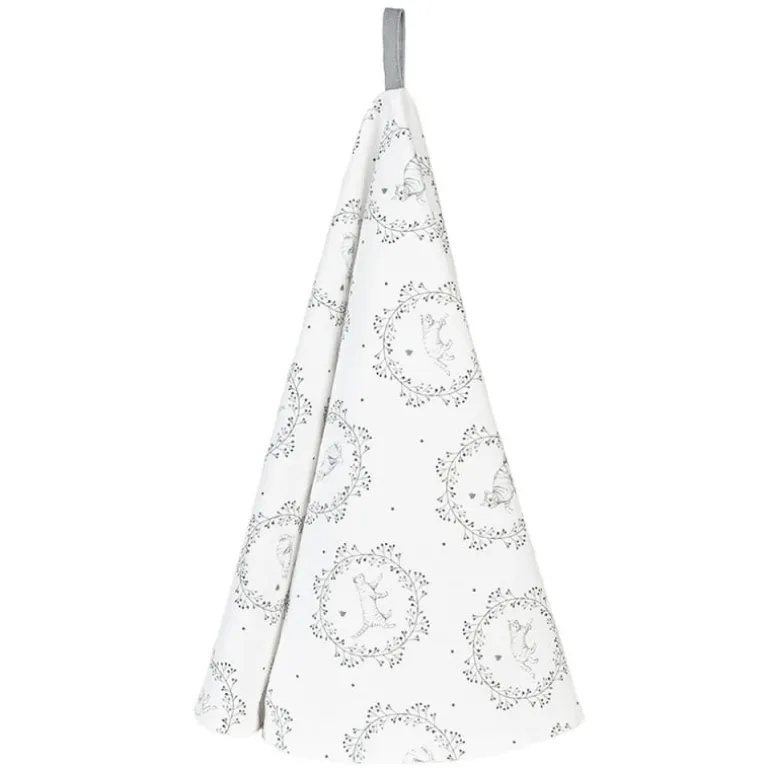Ronde keukendoek wit/grijs kat