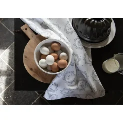 Ronde keukendoek wit/grijs kat