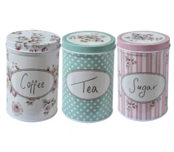 Set van 3 blikken Coffee - Sugar - Tea 8*12