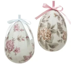 Set van 2 decoratie hangers ei grijs/groen 9*12