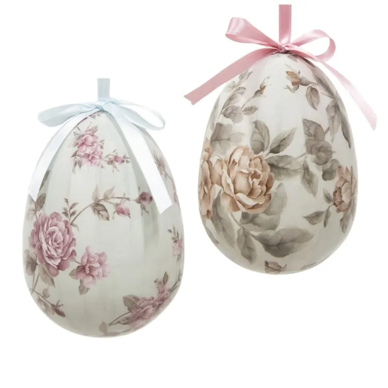 Set van 2 decoratie hangers ei grijs/groen 9*12