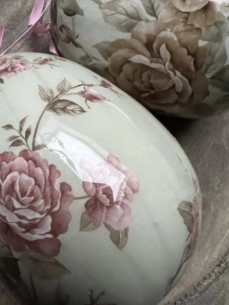 Set van 2 decoratie hangers ei grijs/groen 9*12