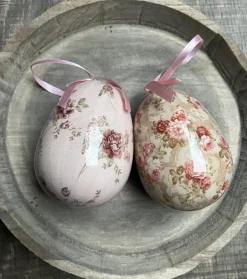 Set van 2 decoratie hangers ei roze 9*12