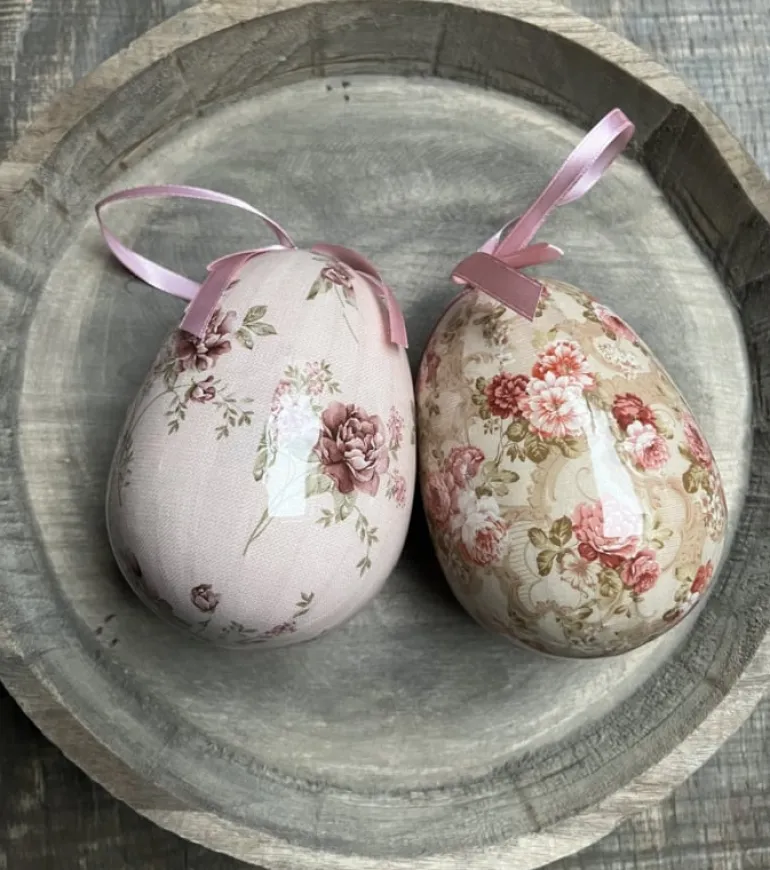 Set van 2 decoratie hangers ei roze 9*12