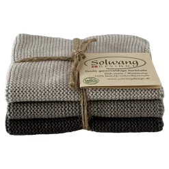 Set van 3 gebreide vaatdoeken Steel grey combi