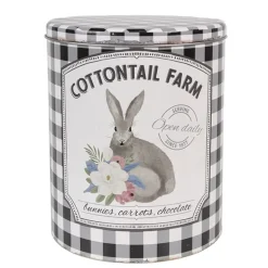 Set van 2 grote blikken zwart/wit geruit met konijn