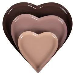 Set van 3 schalen hartvormig roze