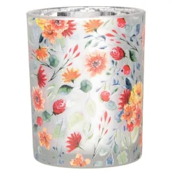 Set van 2 waxinelichthouders bloemetjes