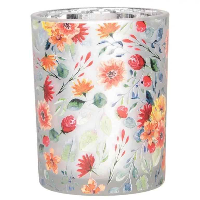 Set van 2 waxinelichthouders bloemetjes