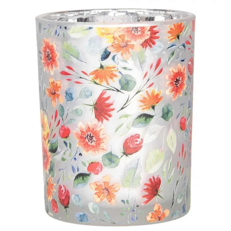 Set van 2 waxinelichthouders bloemetjes