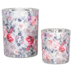 Set van 2 waxinelichthouders rozen