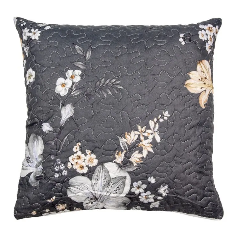 Sierkussenhoes bloemen grijs/beige 50*50