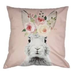 Sierkussenhoes konijn met rozen roze
