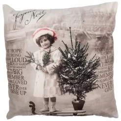 Sierkussenhoes nostalgisch meisje met kerstboom 45*45