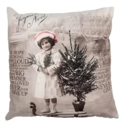 Sierkussenhoes nostalgisch meisje met kerstboom 45*45