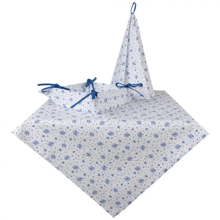 Sierkussenhoes roosjes blauw