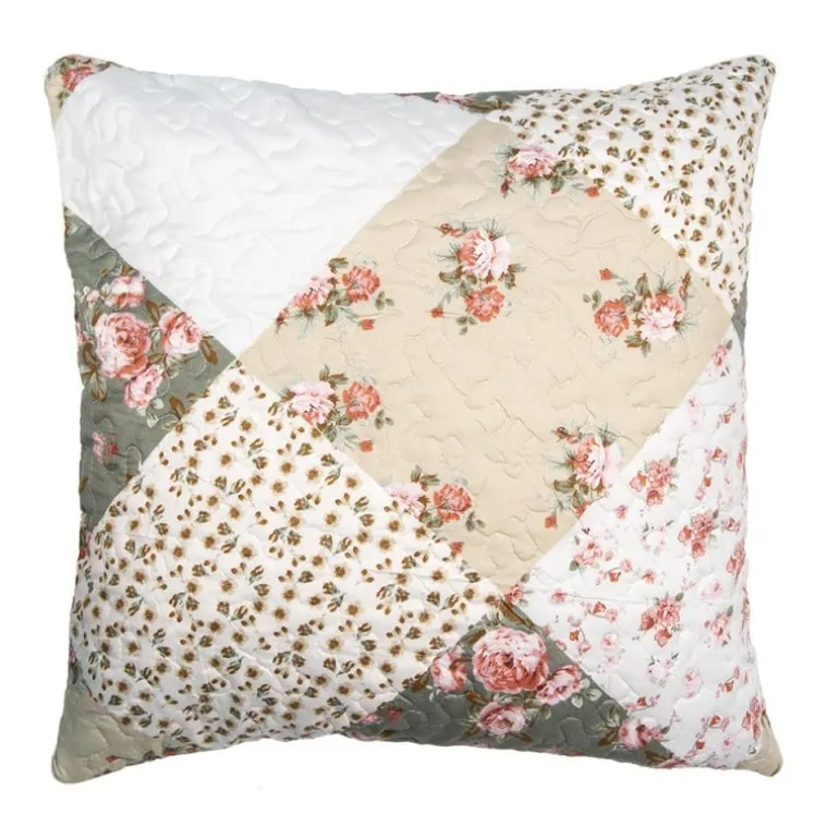 Sierkussenhoes roosjes groen/beige 50*50