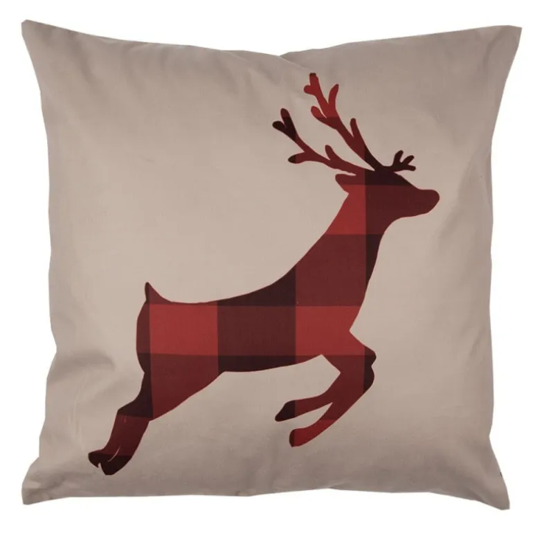 Sierkussenhoes springend hert geruit 45*45