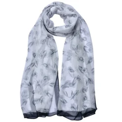 Sjaal bloemen wit/zwart