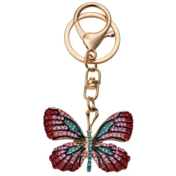 Sleutel / Tashanger vlinder rood/roze/blauw