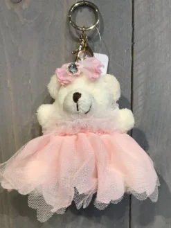 Sleutelhanger beer met roze jurkje