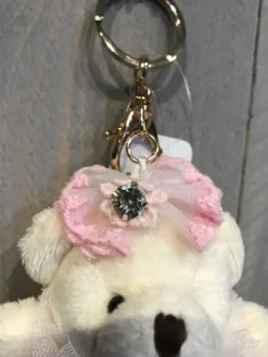 Sleutelhanger beer met roze jurkje