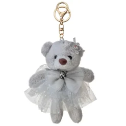 Sleutel-tashanger beertje grijs 15cm