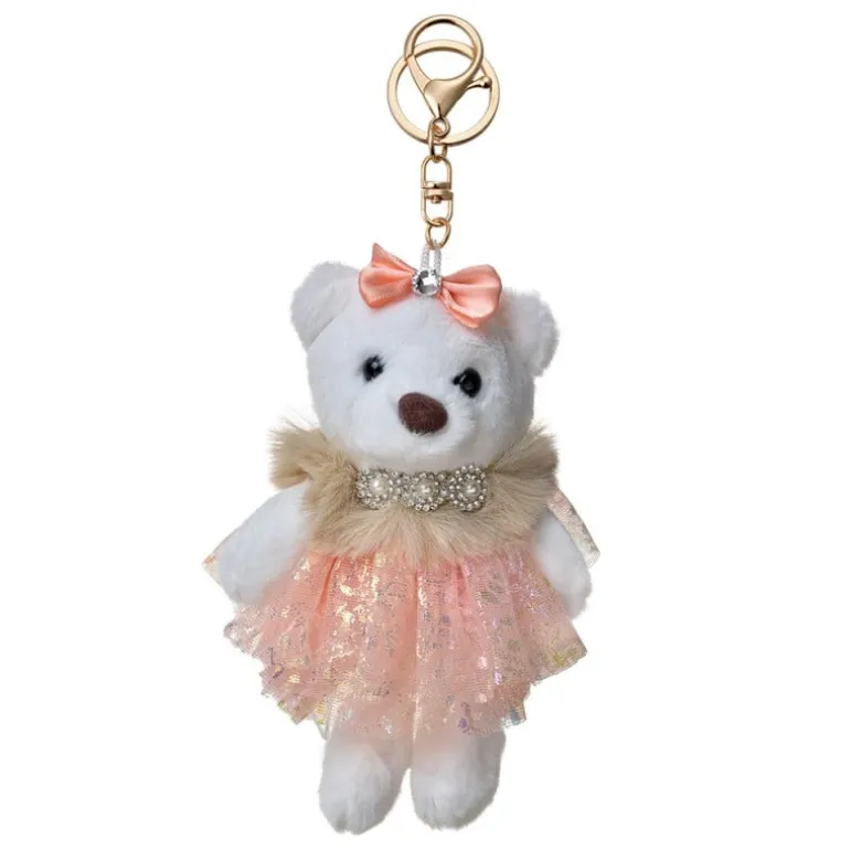 Sleutel-tashanger beertje wit 15cm