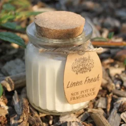 Sojawas kaars in glazen pot Fris Linnen