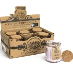 Sojawas kaars in glazen pot Viooltje