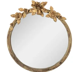 Spiegel met bloemen brons/goudkleur 39*44