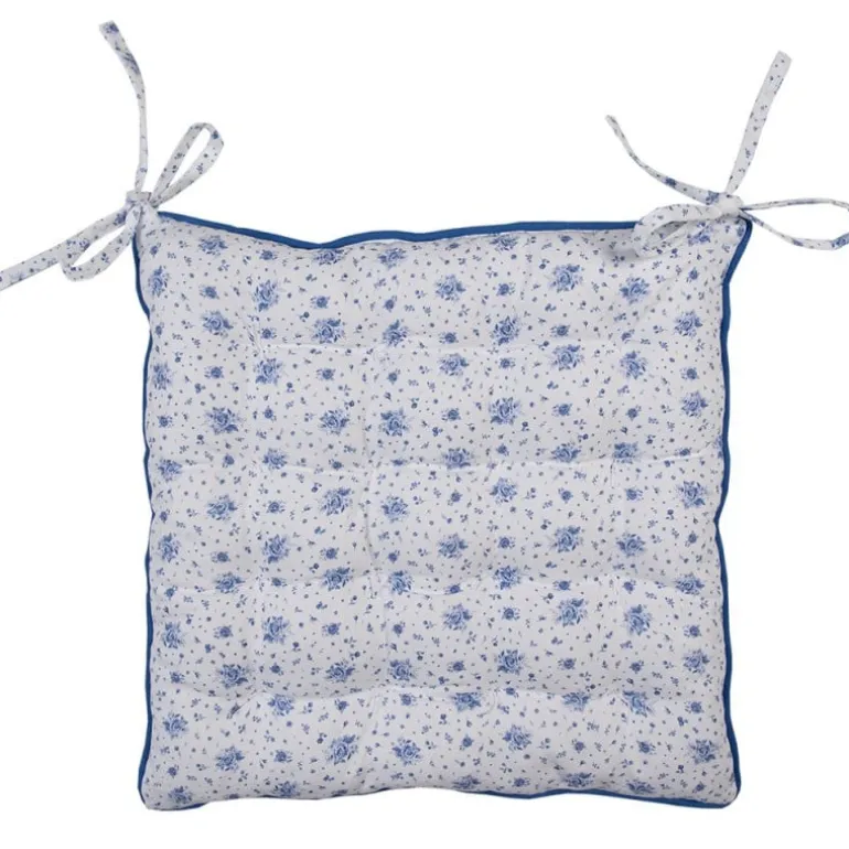 Stoelkussen met foam roosjes blauw