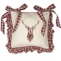 Stoelkussenhoes met ruche Kerst Cosy Lodge