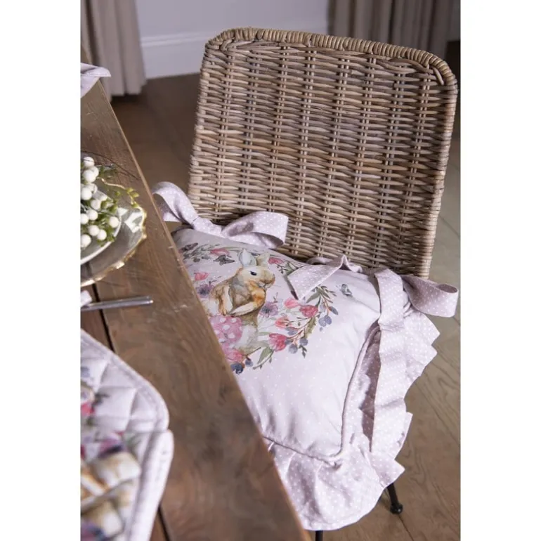 Stoelkussenhoes met ruche Happy Bunny 40*40