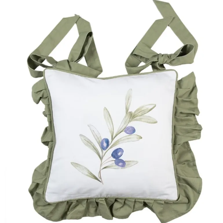 Stoelkussenhoes met ruche Olive Fields