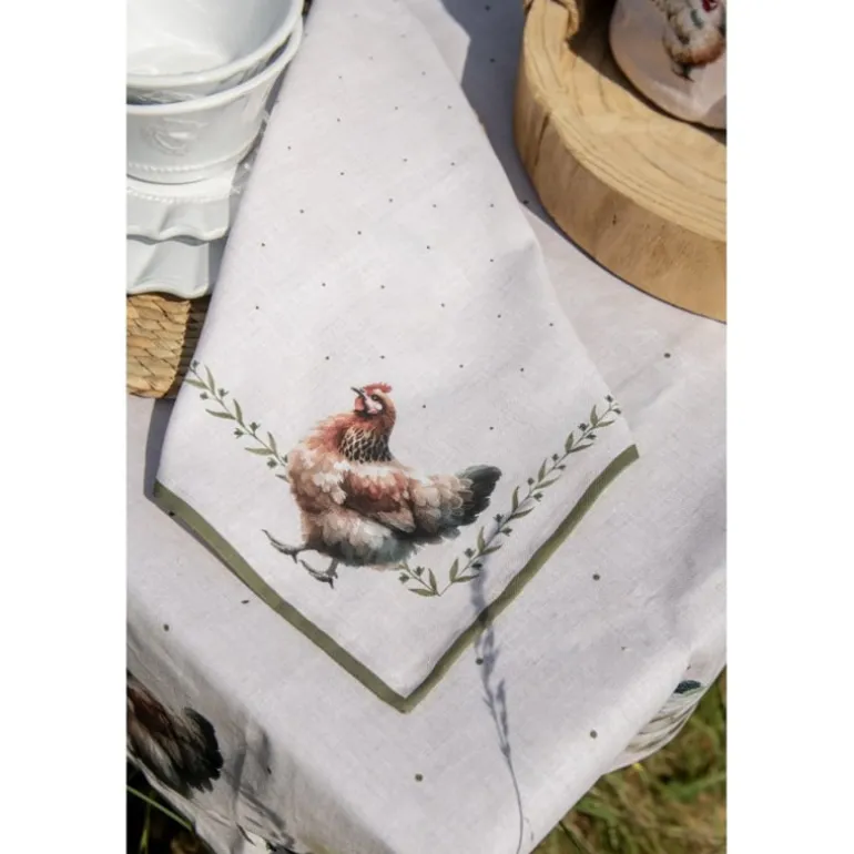 Stoffen placemats (6) boerderij kippen